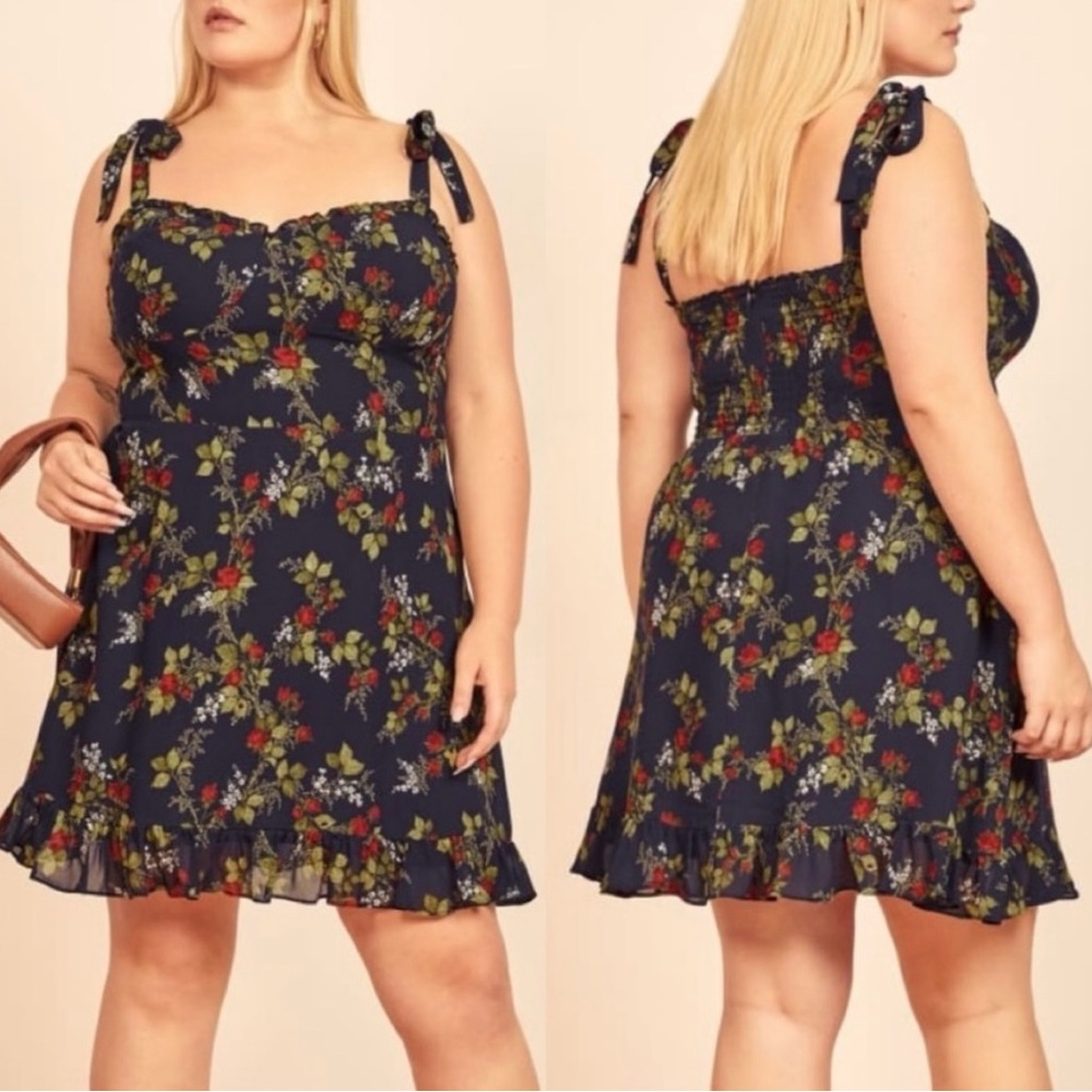 Reformation Christine Bordeaux Ruffle Mini Dress Corset Bustier Rose Floral Boho